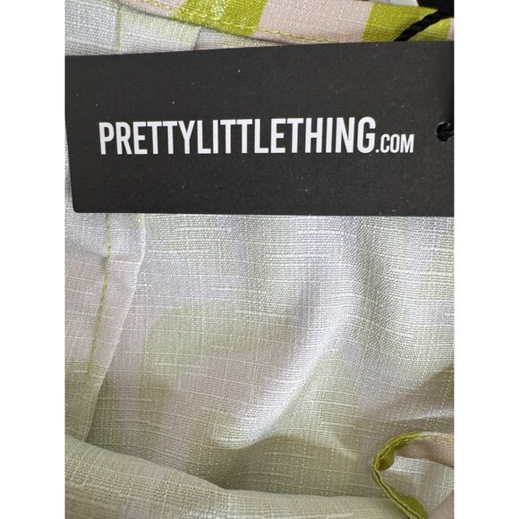 2/$30 NWT 4 Chartreuse Green Fringe Mini Wrap Skirt Abstract Pattern By PrettyLi - Picture 9 of 16